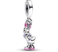 Pandora Disney Daisy Duck sterling silver dangle with holographic pink, purple and black enamel