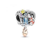 Pandora Disney Lilo and Stitch sterling silver and 14k rose gold-plated charm with clear cubic zirconia, black, red, blue, yellow, pink and purple e
