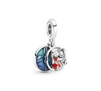 Pandora Disney Lilo and Stitch sterling silver dangle with red, purple and transparent blue enamel