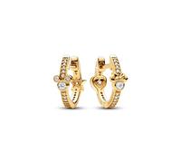 Pandora Disney Mickey and Minnie 14k gold-plated hoop earrings with clear cubic zirconia