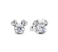 Pandora Disney Mickey and Minnie silhouette sterling silver stud earrings with clear cubic zirconia
