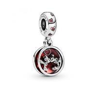 Pandora Disney Mickey and Minnie sterling silver dangle with red cubic zirconia and red enamel