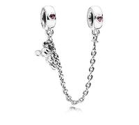 Pandora Disney Mickey silver safety chain with red cubic zirconia