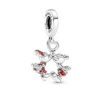 Pandora Disney Minnie and Mickey Mouse kissing sterling silver dangle with red enamel