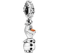 Pandora Disney Olaf sterling silver dangle with clear cubic zirconia, black and orange enamel