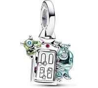 Pandora Disney Pixar openable Monsters Inc door sterling silver dangle with red cubic zirconia and green, pink, light blue, blue and black enamel