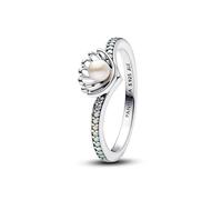 PANDORA Disney Princess Arielle Sterling Silver Mixed Stone Ring Size 58, White