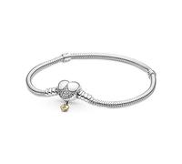 Pandora Disney Princesses snake chain sterling silver and 14k gold-plated bracelet with clear cubic zirconia, 18