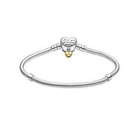 Pandora Disney Princesses snake chain sterling silver and 14k gold-plated bracelet with clear cubic zirconia, 19