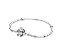 Pandora Disney snake chain sterling silver bracelet and Cinderella pumpkin coach clasp with clear cubic zirconia, 16