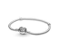 Pandora Disney snake chain sterling silver bracelet with Mickey clasp with clear cubic zirconia