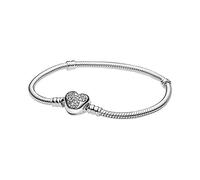 Pandora Disney snake chain sterling silver bracelet with Mickey clasp with clear cubic zirconia
