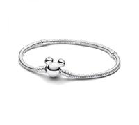Pandora Disney snake chain sterling silver bracelet with Mickey Mouse clasp, 19