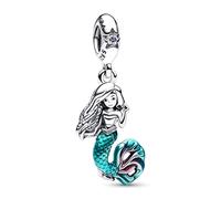 Pandora Disney The Little Mermaid Ariel sterling silver dangle with auro borealis clear cubic zirconia, transparent teal and cerise enamel