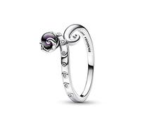 Pandora Disney The Little Mermaid octopus sterling silver ring with clear cubic zirconia and purple lacquered artificial pearl, 52
