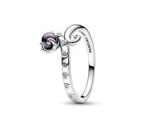 Pandora Disney The Little Mermaid octopus sterling silver ring with clear cubic zirconia and purple lacquered artificial pearl, 54