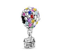Pandora Disney Up balloon sterling silver charm with blue, green, orange, pink and light blue enamel