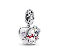 Pandora Disney Winnie the Pooh sterling silver double heart dangle with yellow, red, transparent cerise, pink and blue enamel