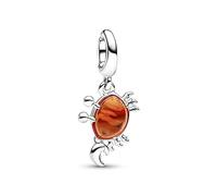 Pandora Disney The Little Mermaid crab sterling silver dangle with orange Murano glass