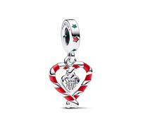 Pandora Double Candy Cane Heart Christmas Dangle Charm - Silver