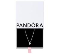 PANDORA Double Heart Pendant Sparkling Collier Necklace - Sterling Silver - Gift for Her - No Box