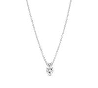 PANDORA Double Heart Pendant Sparkling Collier Necklace - Sterling Silver - Gift for Her - No Box