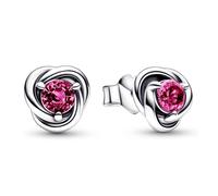Pandora October Pink Eternity Circle Stud Earrings - Sterling Silver Birthstone Earrings with Man-Made Stones for Women - Gift for Her - No Box
