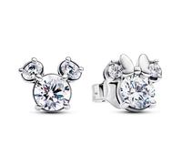 Pandora Disney Mickey and Minnie silhouette sterling silver stud earrings with clear cubic zirconia
