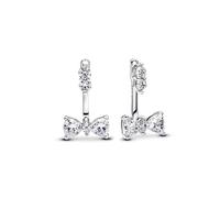 Pandora Silver Crystal Bow Detachable Jacket Stud Earrings