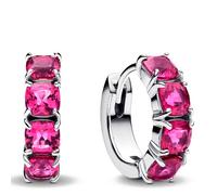 Pandora 293851C02 Women's Creole Earrings Pink Silver 293851C02en Pink Silver, one size, Glass, No Gemstone