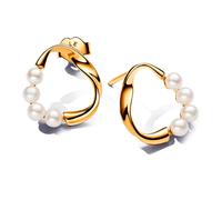 Pandora Essence 14k Gold-plated stud earrings with white treated freshwater cultured pearl