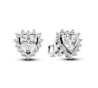 Pandora Timeless Heart sterling silver stud earrings with clear cubic zirconia