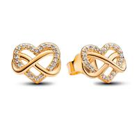 Pandora Sparkling Infinity Heart Gold Stud Earrings