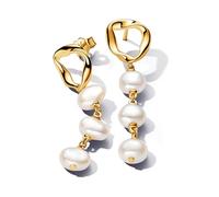 Pandora Essence 14k Gold-plated drop earrings with baroque white treated freshwater cultured pearl