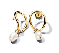 Pandora Essence 14k Gold-plated drop earrings with baroque white treated freshwater cultured pearl