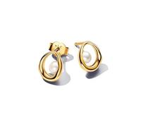 Pandora Essence 14k gold-plated earrings with white treated freshwater cultured pearls
