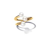 Pandora Essence 14k Gold-plated open ring with white treated freshwater cultured pearl