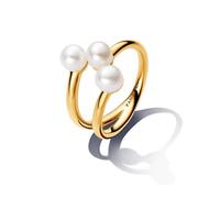 Pandora Essence 14k Gold-plated open ring with white treated freshwater cultured pearl, 52