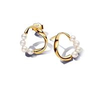 Pandora Essence 14k Gold-plated stud earrings with white treated freshwater cultured pearl