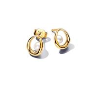 Pandora Essence 14k Gold-plated stud earrings with white treated freshwater cultured pearl