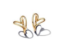 Pandora Essence 263807C00 Organic Shaped Heart Hoop Earrings Made of Sterling Silver with Gold-Plated Metal Alloy, 24,5x25,9x19,7 mm, Sterling Silver, No Gemstone