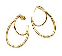 Pandora Essence Organic Shaped Double Hoop Earrings 14 Carat Gold-Plated Sterling Silver 263870C00, 21,6x36,4x10 mm, Sterling Silver, No Gemstone