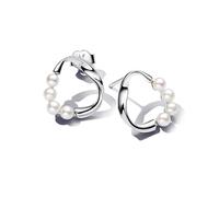Pandora Essence Sterling silver stud earrings with white treated freshwater cultured pearl