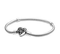Pandora Family Tree Heart clasp snake chain bracelet, 21