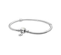 Pandora Garden Daisy Flower Clasp Snake Chain sterling silver bracelet with yellow crystal and white enamel, 16