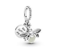Pandora Passions Glow-in-the-dark Firefly sterling silver dangle with milky green photoluminescent glass