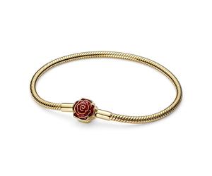 Pandora Gold Disney Beauty and the Beast Enchanted Rose Snake Chain - 21cm