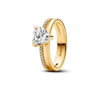 Pandora Timeless Heart 14k gold-plated ring with clear cubic zirconia, 58