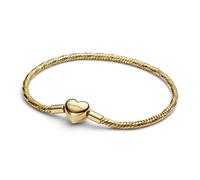 Pandora Gold Heart Clasp Faceted Snake Chain Bracelet - 19cm
