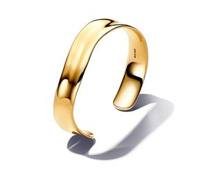 Pandora Gold Organically Shaped Broad Open Bangle - 17.5cm